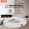 VEVOR 25FT Mini Split Line Set, 1/4" & 3/8" O.D Copper Pipes Tubing and Triple-Layer Insulation, for Mini Split Air Conditioning Refrigerant or Heating Pump Equipment & HVAC with Wrapping Strips.