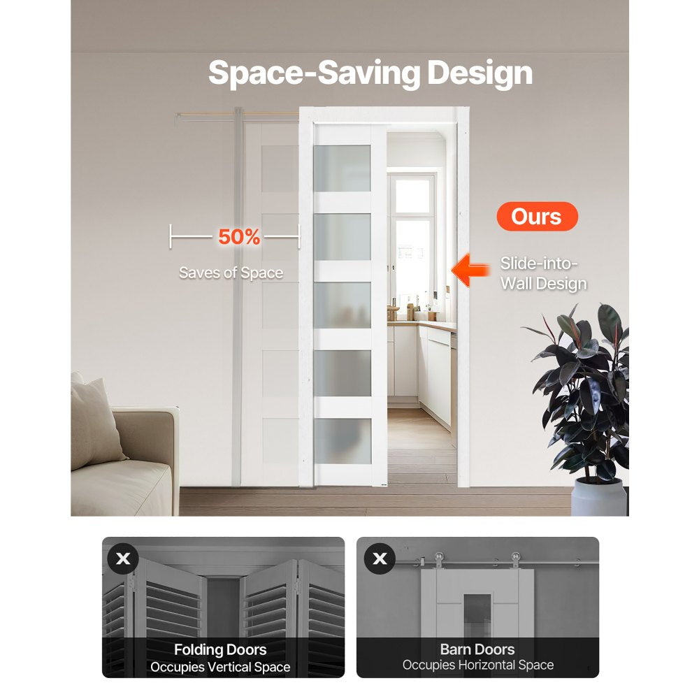 VEVOR sliding pocket door - space-saving slide-into-wall design
