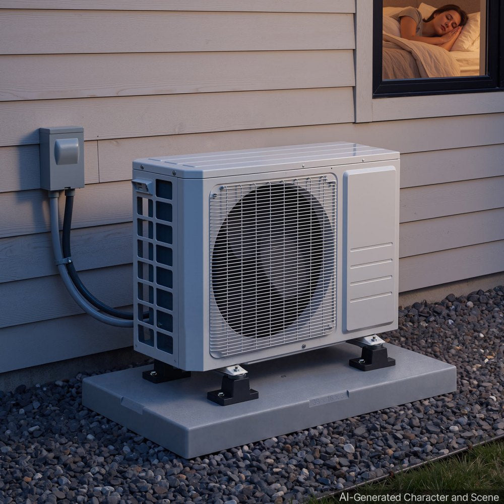 VEVOR Mini Split Pad 38L x 18W x 3H in for 9000-36000 BTU Air Conditioner, AC Condenser Base for Ductless Air Conditioner, Heat Pump, 700 lbs Capacity, Heavy Duty Outdoor AC Unit Base, Rubber Pad,Gray