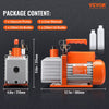 VEVOR 1/2 HP 2 Stage Rotary Vane Vacuum Pump, 5 CFM, 115V Air Conditioning Vacuum Pump, 1/4" SAE Male 3/8" SAE Male 1/2" ACME Male Inlet, for HVAC Repair, Refrigeration Maintenance, Resin Degassing