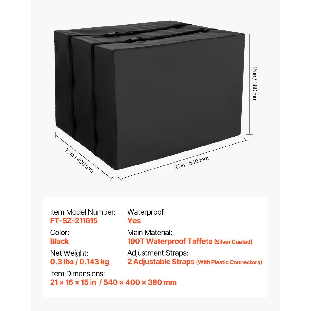 VEVOR Air Conditioner Cover, 20.87 x 15.75 x 14.96 inch Ac Cover for Air Conditioning Unit, Double-Layer, Waterproof Polyester Fabric, Adjustable Shoulder Strap, Universal Size for Outdoor Outside