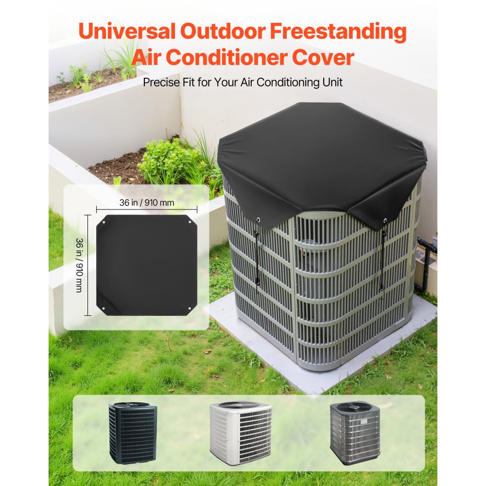 VEVOR Air Conditioner Cover for Outside Units, 36 x 36 inch Central AC Cover for Air Conditioning Unit, Top Universal Mesh Defender Rainproof Easy Install for Outdoor Outside All Seasons, Black