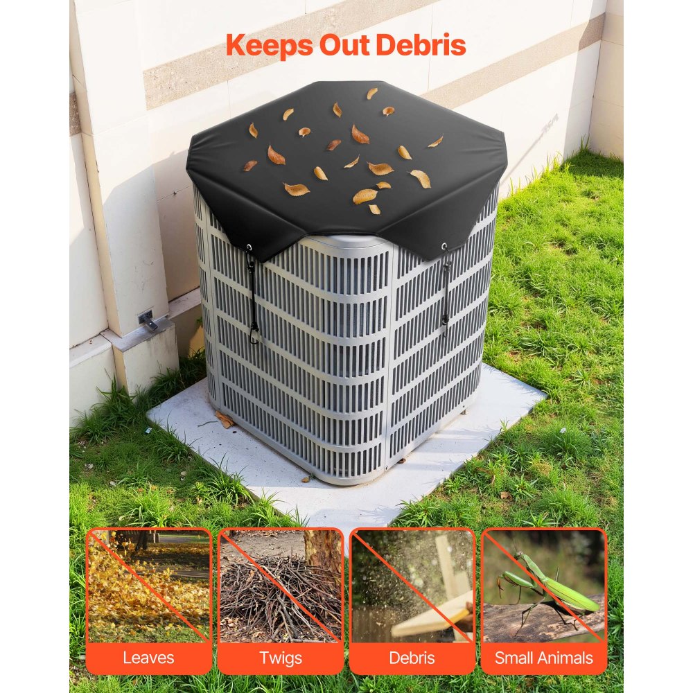 VEVOR Air Conditioner Cover for Outside Units, 36 x 36 inch Central AC Cover for Air Conditioning Unit, Top Universal Mesh Defender Rainproof Easy Install for Outdoor Outside All Seasons, Black