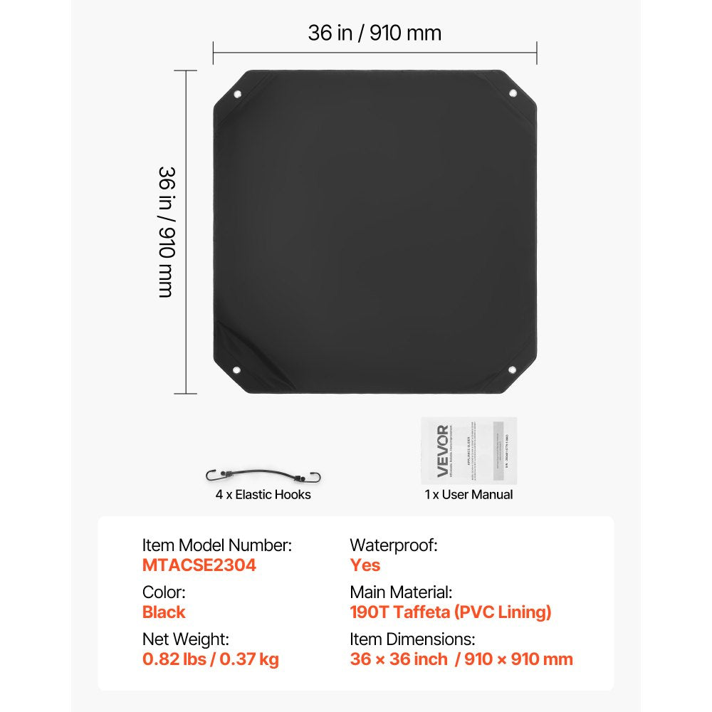 VEVOR Air Conditioner Cover for Outside Units, 36 x 36 inch Central AC Cover for Air Conditioning Unit, Top Universal Mesh Defender Rainproof Easy Install for Outdoor Outside All Seasons, Black