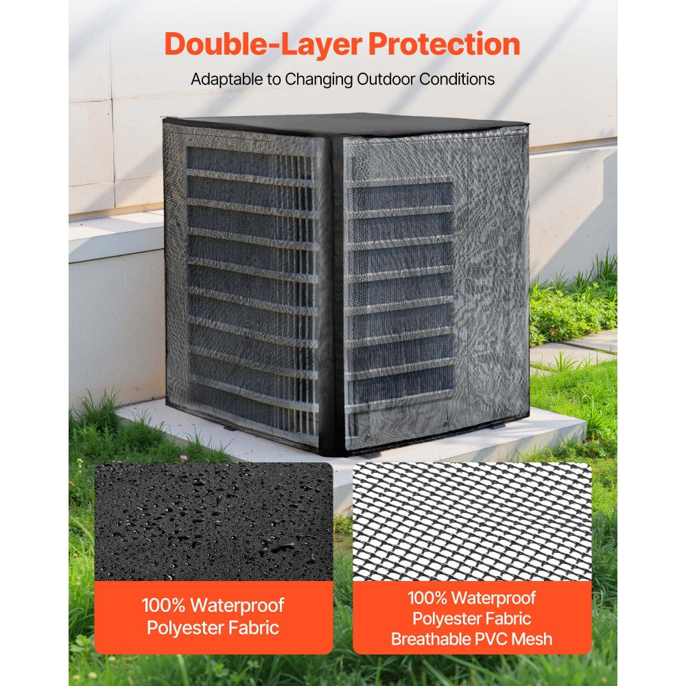 VEVOR Air Conditioner Cover, 28 x 28 x 32 inch Ac Cover for Air Conditioning Unit, Dual-Layer, Detachable Canopy,Waterproof Polyester, Universal HVAC Protector for Outdoor Outside Ac Unit, Black