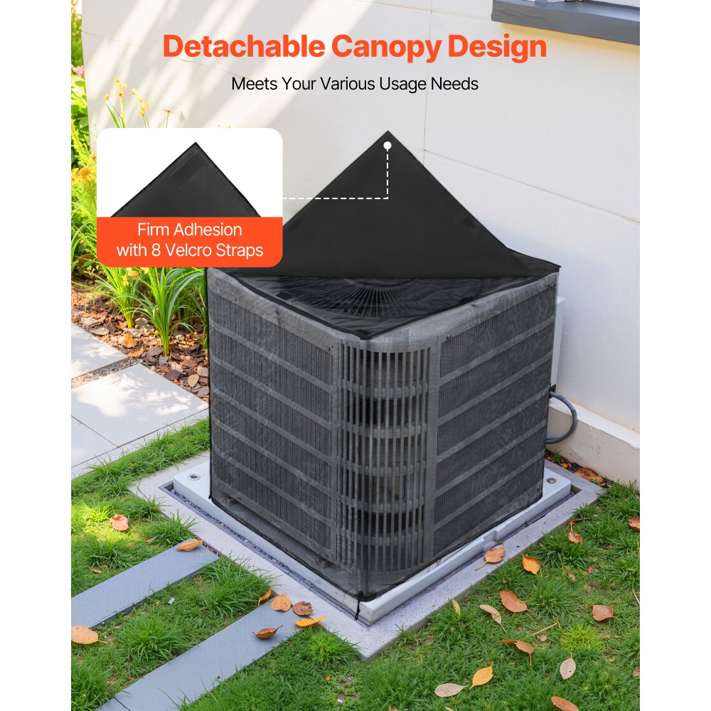 VEVOR Air Conditioner Cover, 28 x 28 x 32 inch Ac Cover for Air Conditioning Unit, Dual-Layer, Detachable Canopy,Waterproof Polyester, Universal HVAC Protector for Outdoor Outside Ac Unit, Black