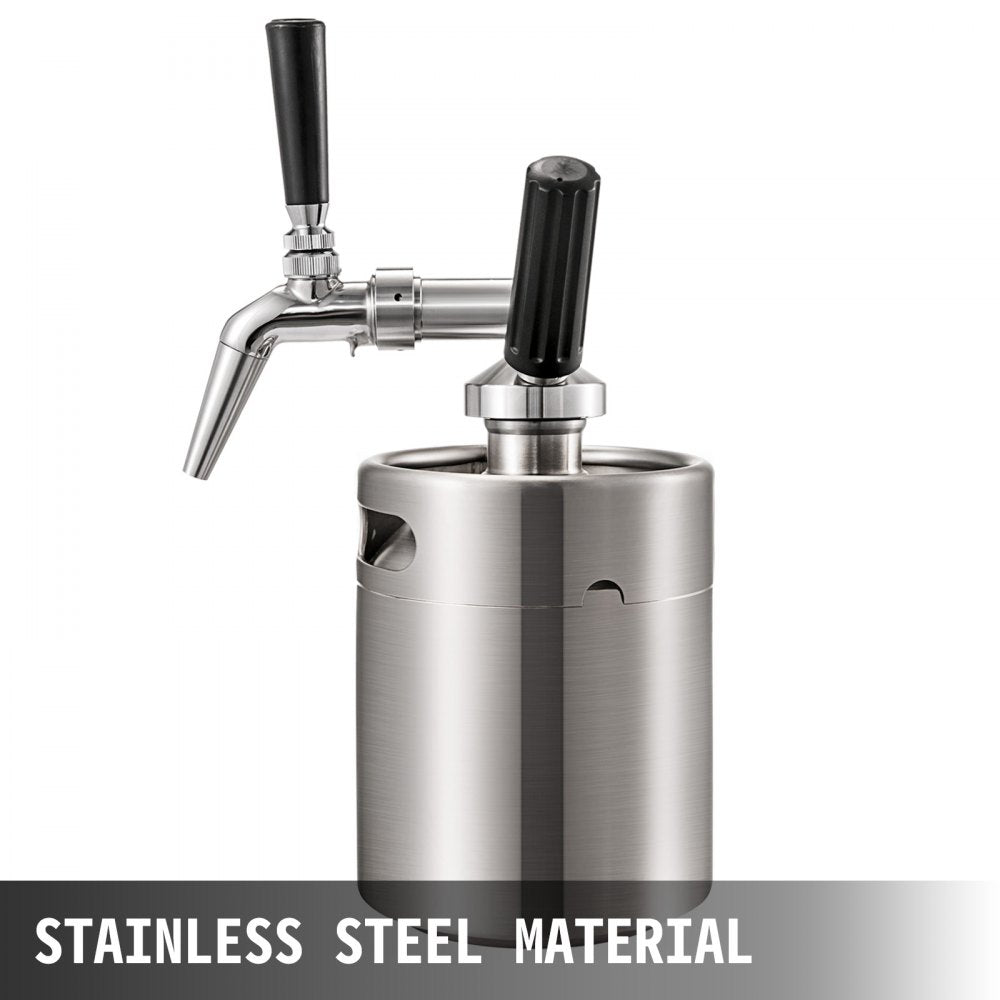 VEVOR Nitro Brew Coffee Maker 67Oz Nitro Coffee Maker 2L Portable Stainless Steel Nitro Cold Brew Coffee Maker Portable Cold Brew Coffee Maker With Brushes Home Keg Kit System