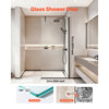 VEVOR Fixed Glass Shower Panel, 34 x 73.6 in Semi-Framed Fixed Shower Screen, 5/16 in Thick Clear Tempered Glass Door with Bottom Seal Strip and Hardware, Easy to Clean, for Bathroom, Matte Black