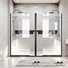 VEVOR Fixed Glass Shower Panel, 34 x 73.6 in Semi-Framed Fixed Shower Screen, 5/16 in Thick Clear Tempered Glass Door with Bottom Seal Strip and Hardware, Easy to Clean, for Bathroom, Matte Black