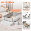 VEVOR Cat Litter Box, 8 inches Deep, XL Extra Large Stainless Steel Cat Litter Box with Scoop, Wide Filtering Foot Board & High Sides, Enclosed Odor-Free Easy-to-Clean Litter Box, Fit for Big Cats