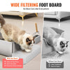 VEVOR Cat Litter Box, 8 inches Deep, XL Extra Large Stainless Steel Cat Litter Box with Scoop, Wide Filtering Foot Board & High Sides, Enclosed Odor-Free Easy-to-Clean Litter Box, Fit for Big Cats