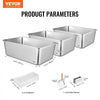 VEVOR Cat Litter Box, 8 inches Deep, XL Extra Large Stainless Steel Cat Litter Box with Scoop, Wide Filtering Foot Board & High Sides, Enclosed Odor-Free Easy-to-Clean Litter Box, Fit for Big Cats