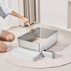 VEVOR Cat Litter Box, 8 inches Deep, XL Extra Large Stainless Steel Cat Litter Box with Scoop, Wide Filtering Foot Board & High Sides, Enclosed Odor-Free Easy-to-Clean Litter Box, Fit for Big Cats