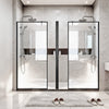 VEVOR Fixed Glass Shower Panel, 34 x 73.6 in Full-Framed Fixed Shower Screen, 5/16 in Thick Clear Tempered Glass Door with Bottom Seal Strip and Hardware, Easy to Clean, for Bathroom, Matte Black