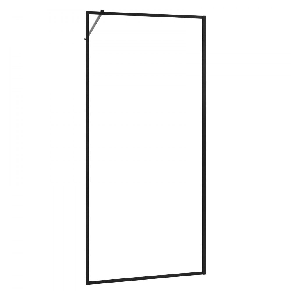VEVOR Fixed Glass Shower Panel, 34 x 73.6 in Full-Framed Fixed Shower Screen, 5/16 in Thick Clear Tempered Glass Door with Bottom Seal Strip and Hardware, Easy to Clean, for Bathroom, Matte Black