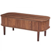 VEVOR 39.4 in Lift Top Coffee Table, Fluted Oval Coffee Table with 3 Hidden Compartment, Mid Century Wooden Oval Center Desk with Storage, Lift Up Tabletop for Home & Office, Easy Assembly, Walnut