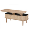 VEVOR 39.4 in Lift Top Coffee Table, Fluted Oval Coffee Table with 3 Hidden Compartment, Mid Century Wooden Oval Center Desk with Storage, Lift Up Tabletop for Home & Office, Easy Assembly, Burlywood