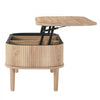 VEVOR 39.4 in Lift Top Coffee Table, Fluted Oval Coffee Table with 3 Hidden Compartment, Mid Century Wooden Oval Center Desk with Storage, Lift Up Tabletop for Home & Office, Easy Assembly, Burlywood