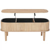 VEVOR 39.4 in Lift Top Coffee Table, Fluted Oval Coffee Table with 3 Hidden Compartment, Mid Century Wooden Oval Center Desk with Storage, Lift Up Tabletop for Home & Office, Easy Assembly, Burlywood