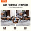 VEVOR Lift Top Coffee Table, 39.4 in Rectangle Coffee Table with Extra Storage Pockets, Pop Up Coffee Table for Living Room, Brown