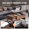 VEVOR Lift Top Coffee Table, 39.4 in Rectangle Coffee Table with Extra Storage Pockets, Pop Up Coffee Table for Living Room, Brown