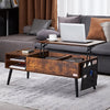VEVOR Lift Top Coffee Table, 39.4 in Rectangle Coffee Table with Extra Storage Pockets, Pop Up Coffee Table for Living Room, Brown