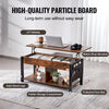 VEVOR Lift Top Coffee Table, 41.7 in Rectangle Coffee Table with Extra Storage Pockets, Pop Up Coffee Table for Living Room, Brown