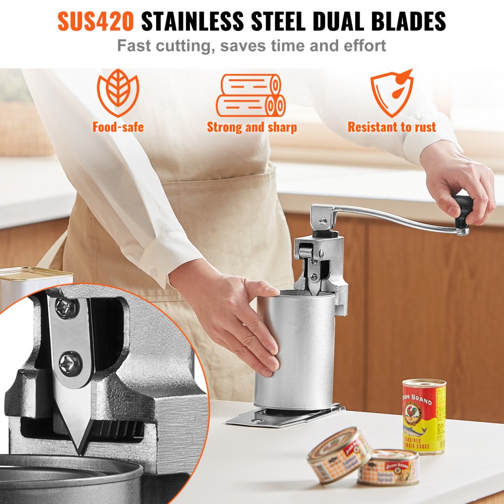 VEVOR Manual Can Opener, Sturdy Tabletop Can Opener for Big Cans, Durable with Stand, Height-Adjustable Professional Jar Opener, Suitable for Cans Up to 11.8" High, Ideal for Restaurants, Hotels, H