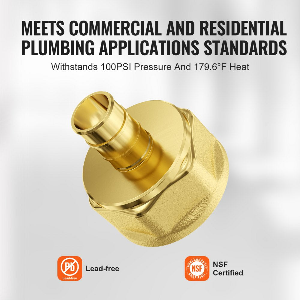 VEVOR Pipe Fittings, 3/4" 12PCS Brass Pipe Fittings, Clamp-style 3/4 NPT Pipe Connector Brass Air Fittings, Heavy Duty Plumbing Fittings NPT Adapter for Heating/Shower Systems, Water Pipes
