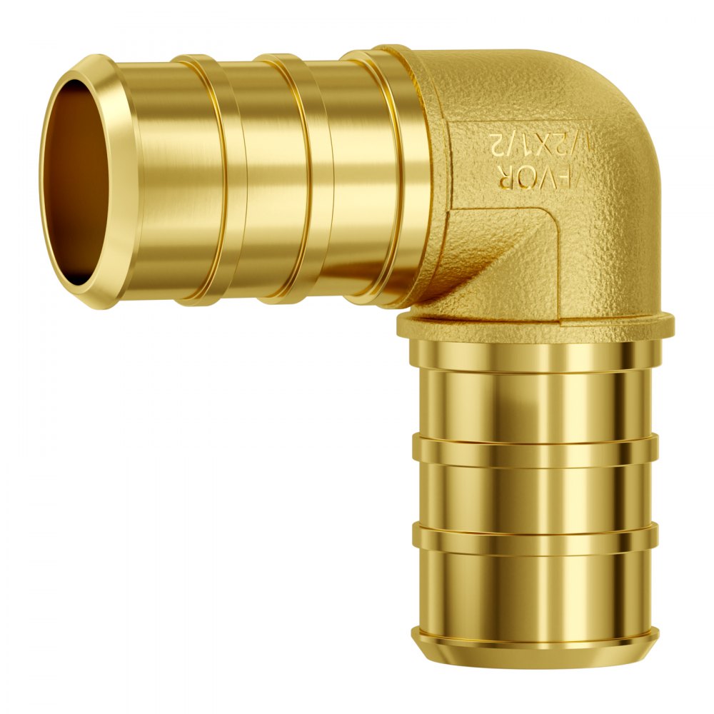 VEVOR Pipe Fittings, 1/2" 50PCS Brass Pipe Fittings, Clamp-style Elbows Pipe Connector Brass Air Fittings, Heavy Duty Plumbing Fittings Tube Adapter for Heating/Shower Systems, Outdoor Water Pipes