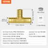 VEVOR Pipe Fittings, 1/2" 50PCS Brass Pipe Fittings, Clamp-style Tee Pipe Connector Brass Air Fittings, Heavy Duty Plumbing Fittings Tube Adapter for Heating/Shower Systems,Outdoor Water Pipes