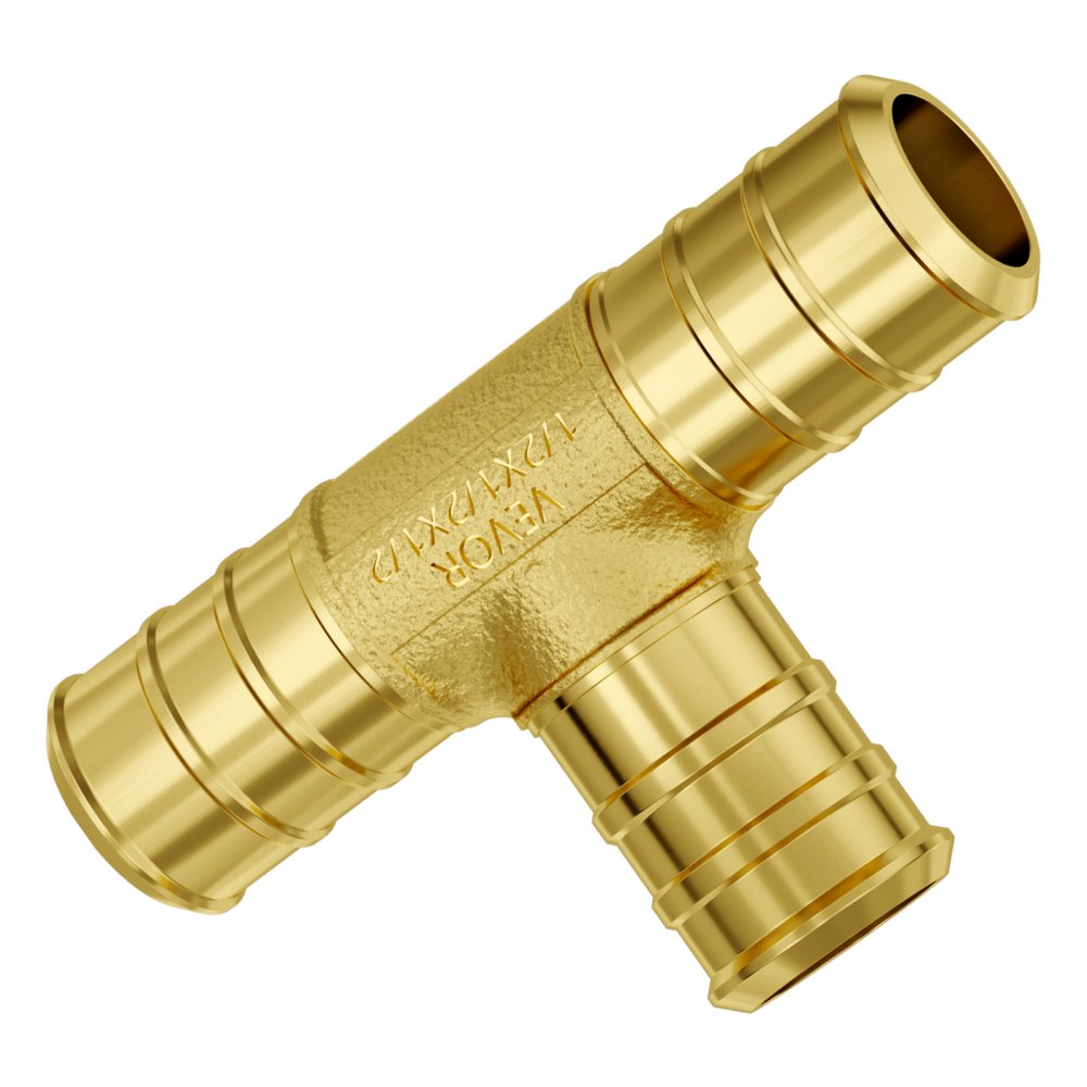 VEVOR Pipe Fittings, 1/2" 50PCS Brass Pipe Fittings, Clamp-style Tee Pipe Connector Brass Air Fittings, Heavy Duty Plumbing Fittings Tube Adapter for Heating/Shower Systems,Outdoor Water Pipes