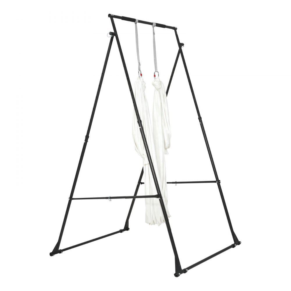 VEVOR Yoga Stand Frame, Max 440.9 lbs Load Swing Stand, Triangular Structure Aerial Rig, Aerial Silk Stands with EVA Foam & 6.6-yard Yoga Hammock, 4-Level Horizontal & 6-Level Vertical Adjustment