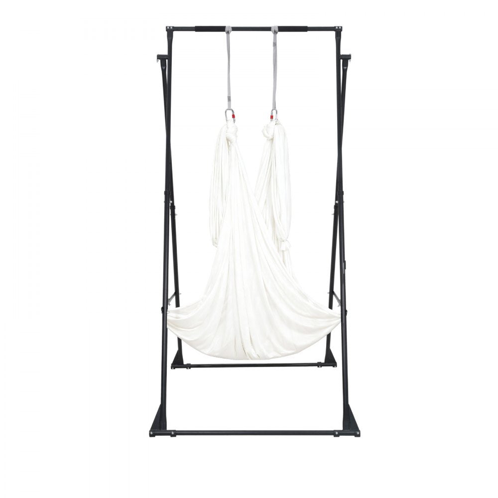 VEVOR Yoga Stand Frame, Max 440.9 lbs Load Swing Stand, Triangular Structure Aerial Rig, Aerial Silk Stands with EVA Foam & 6.6-yard Yoga Hammock, 4-Level Horizontal & 6-Level Vertical Adjustment