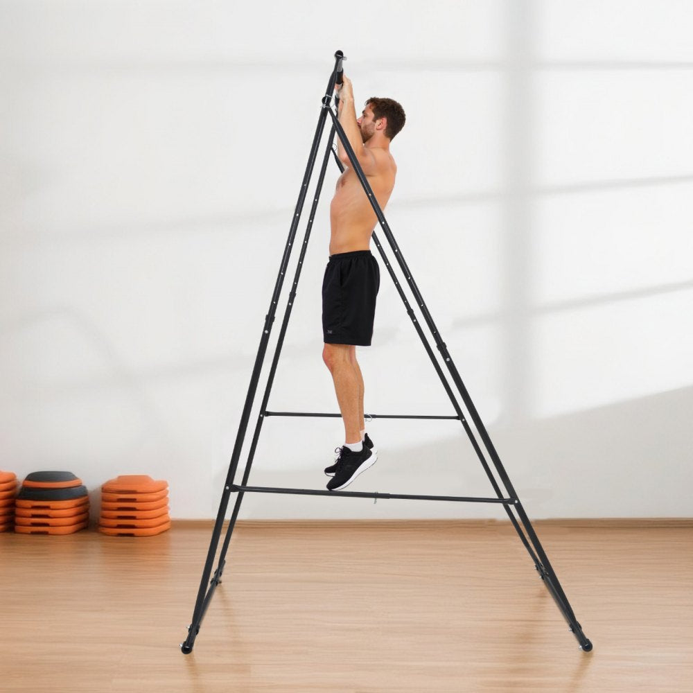 VEVOR Yoga Stand Frame, Max 440.9 lbs Load Swing Stand, Triangular Structure Pull Up Stands, Aerial Silk Stands with EVA Foam & 6.6-yard Yoga Hammock, 4-Level Horizontal & 6-Level Vertical Adjustment