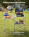 VEVOR Camping Kitchen Table, Slim-Fold Cook Station, Portable Folding Table, with Side Table, Heat Resistant Tabletop, and Carrying Bag, Ideal for Outdoor Picnics, BBQs, Camping, RV Traveling