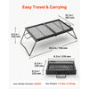 VEVOR Heavy Duty Folding Campfire Grill, 24" Portable Camping Grill Grate, Sturdy Steel Mesh, Compact Equipment Over Fire Pit, with Legs and Handle, Grilling Rack for Outdoor Open Flame Cooking, Black