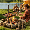 VEVOR Heavy Duty Swivel Campfire Grill, 24" Portable Camping Grill Grate & Griddle, Sturdy Steel BBQ Mesh, 360° Height Adjustable Over Fire Pit Equipment, for Outdoor Open Flame Cooking, Black