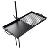 VEVOR Heavy Duty Swivel Campfire Grill, 24" Portable Camping Grill Grate & Griddle, Sturdy Steel BBQ Mesh, 360° Height Adjustable Over Fire Pit Equipment, for Outdoor Open Flame Cooking, Black