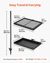 VEVOR Heavy Duty Swivel Campfire Grill, Double Layer Portable Camping Grill Grate & Griddle, Sturdy Steel BBQ Mesh, 360° Height Adjustable Over Fire Pit, for Outdoor Open Flame Cooking, Black