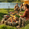 VEVOR Heavy Duty Swivel Campfire Grill, Double Layer Portable Camping Grill Grate & Griddle, Sturdy Steel BBQ Mesh, 360° Height Adjustable Over Fire Pit, for Outdoor Open Flame Cooking, Black