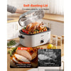 VEVOR Electric Roaster Oven, 22 Qt, Turkey Roasting Pan, White, 1450W Power, Viewing Self-Basting Lid, 150-450°F Heat Control, Countertop Turkey Cooker with Defrost/Warm, Removable Pan and Rack