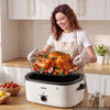 VEVOR Electric Roaster Oven, 22 Qt, Turkey Roasting Pan, White, 1450W Power, Viewing Self-Basting Lid, 150-450°F Heat Control, Countertop Turkey Cooker with Defrost/Warm, Removable Pan and Rack