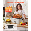 VEVOR Electric Roaster Oven, 26 Qt, Turkey Roasting Pan, White, 1450W Power, Viewing Self-Basting Lid, 150-450°F Heat Control, Countertop Turkey Cooker with Defrost/Warm, Removable Pan and Rack