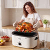 VEVOR Electric Roaster Oven, 26 Qt, Turkey Roasting Pan, White, 1450W Power, Viewing Self-Basting Lid, 150-450°F Heat Control, Countertop Turkey Cooker with Defrost/Warm, Removable Pan and Rack