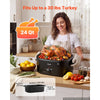 VEVOR Electric Roaster Oven, 24 Qt, Turkey Roasting Pan, Black, 1450W Power, Viewing Self-Basting Lid, 150-450°F Heat Control, Countertop Turkey Cooker with Defrost/Warm, Removable Pan and Rack