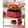 VEVOR Electric Roaster Oven, 24 Qt, Turkey Roasting Pan, Red, 1450W Power, Viewing Self-Basting Lid, 150-450°F Heat Control, Countertop Turkey Cooker with Defrost/Warm, Removable Pan and Rack