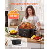 VEVOR Electric Roaster Oven, 26 Qt, Turkey Roasting Pan, Black, 1450W Power, Viewing Self-Basting Lid, 150-450°F Heat Control, Countertop Turkey Cooker with Defrost/Warm, Removable Pan and Rack