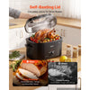 VEVOR Electric Roaster Oven, 26 Qt, Turkey Roasting Pan, Black, 1450W Power, Viewing Self-Basting Lid, 150-450°F Heat Control, Countertop Turkey Cooker with Defrost/Warm, Removable Pan and Rack