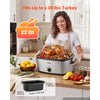 VEVOR Electric Roaster Oven, 22 Qt 1450W, Turkey Roasting Pan, Viewing Self-Basting Lid, 150-450°F Adjustable Heat, Countertop Turkey Cooker with Defrost and Warm Functions, Removable Pan and Rack